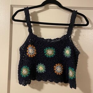 Aerie Navy Blue Cropped Boxy Tank Top